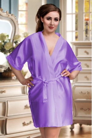 ***Discontinued*** (no returns) 2106 Soft Satin Dressing Gown Lilac S - 7XL