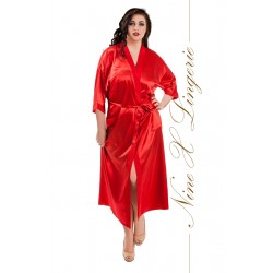 011 Red Satin Full Length Dressing Gown S-7XL ***Discontinued*** (no returns)