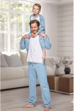 130 Kids Light blue/ white long pyjama set 100% Cotton
