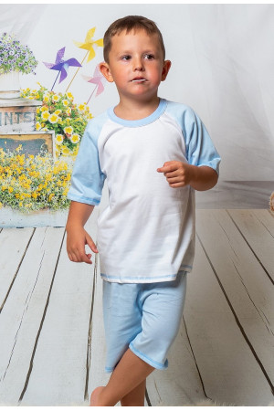 140 Kids light blue/white short pyjama set 100% Cotton