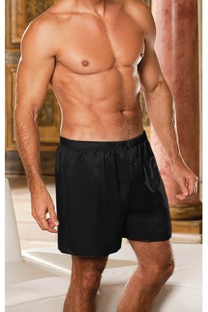 004 Black Men’s Satin Boxers Shorts Plus Size S - 4XL Underwear