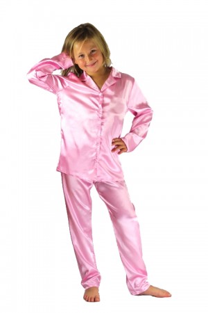 107 Baby Pink Boys Girls Kids Satin Long Sleeve Pyjamas pj's  Nightwear