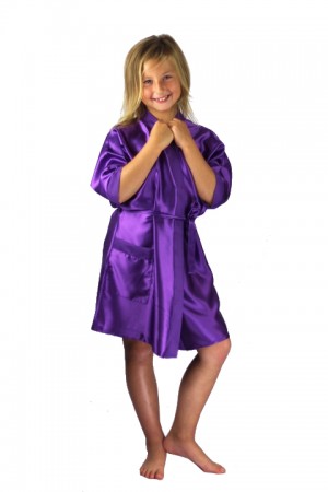 3107 Purple Children Satin Robe
